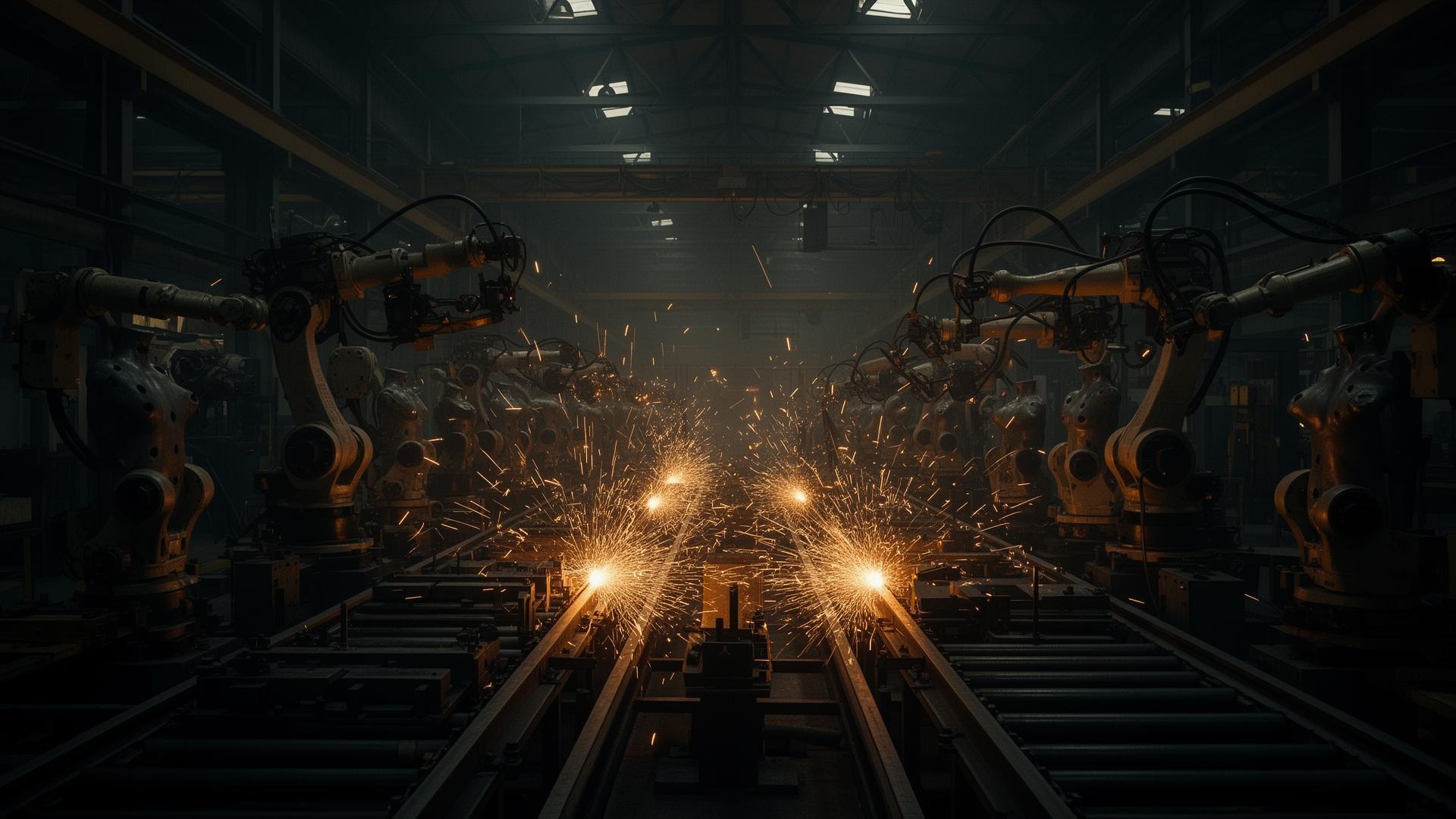 Robot factory assembly hall